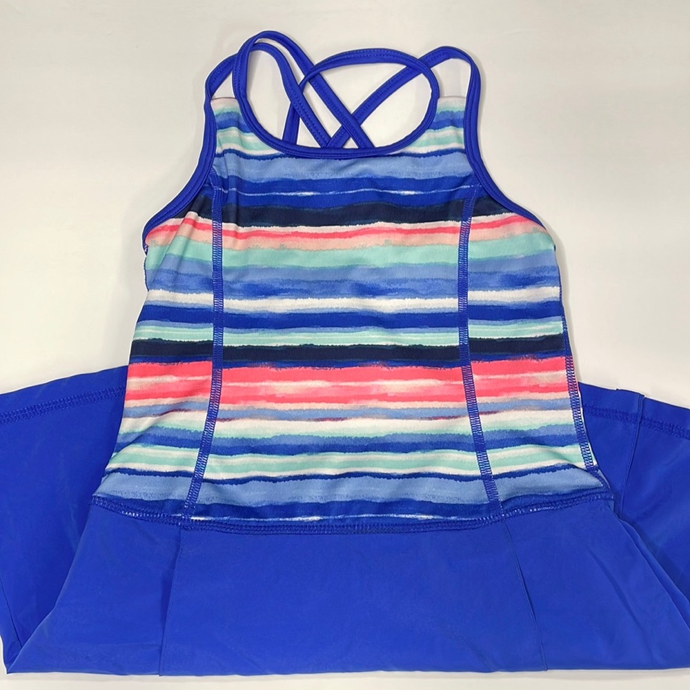 Pre-Loved Gymboree GymGo Active Blue Stripes Dress Sz 5-6